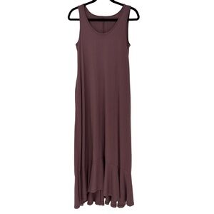 Garnet Hill Sleeveless Mauve Ruffle Hem Maxi Dress Size S
